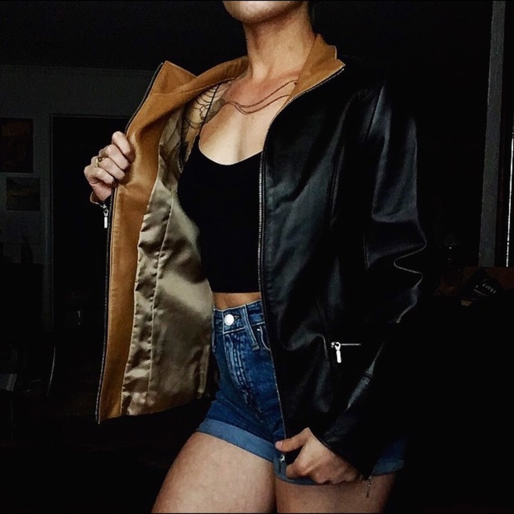 Dual Colored Lyn Leather Jacket